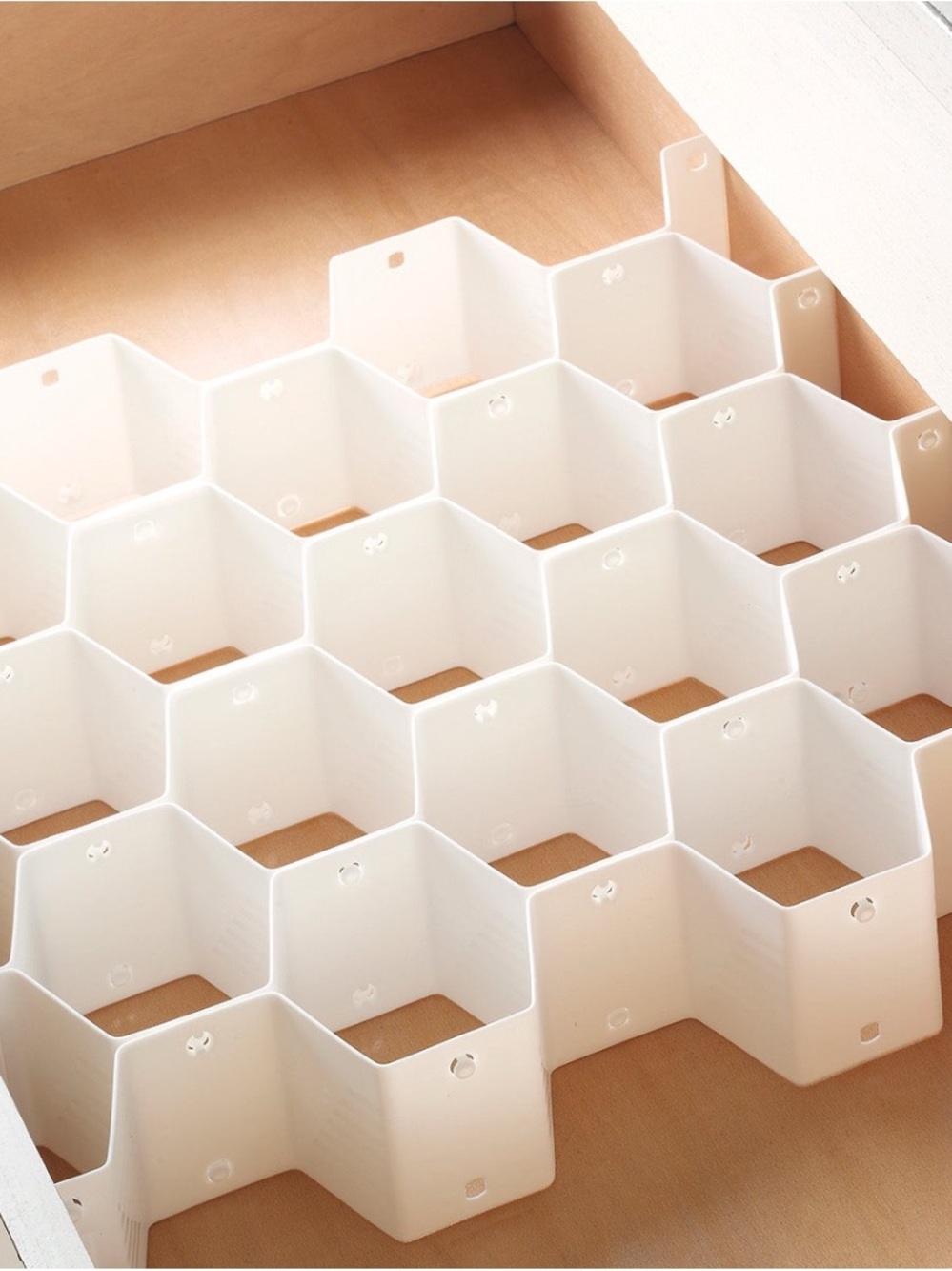 16 Piece White Drawer Hex Grid Organizer – honeycomb Home Storage